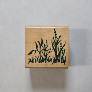 Wooden Botanical Stamp with Dark Green Plant Print